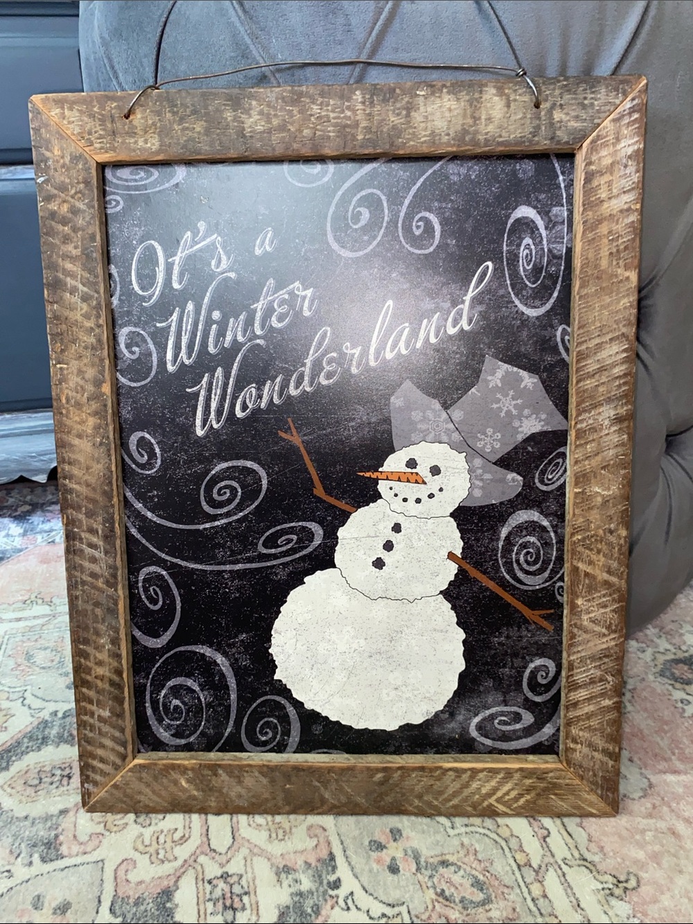Jan Michaels Art & Home Rustic Framed "Winter Wonderland" Snowman Sign